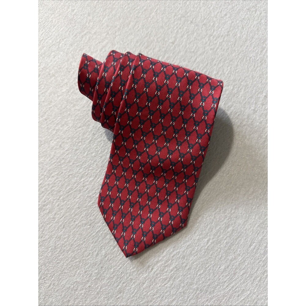 Bert Pulitzer Men's Silk Red White Blue Nautical Print Necktie 60” X 4”